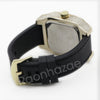 14K Gold PT Square Shape Black Band Watch F67G - Raonhazae