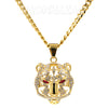 316L Solid Stainless Steel Hip Hop Drake Red Tiger Pendant w/ 5mm Miami Cuban Chain - Raonhazae