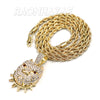 Iced Gold / Silver Buddha Pendant w/ 5mm Franco Chain / BOB CAT Pendant w/ 4mm Rope Chain Set - Raonhazae