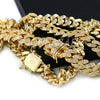 18K Yellow Gold CUBAN Miami Chain Link MicroPave Lab Diamond Necklace - Raonhazae