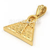 Stainless Steel Gold Ankh Cubic on Pyramid Pendant W Cuban Chain - Raonhazae
