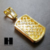 Lab Diamond 14K Gold PT Dog Tag Pendant w/ 4mm Cuban Chain B07G - Raonhazae