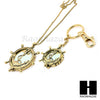 Gold Magnifying Glass Wheel with Anchor Key Chain & Pendant Chain Necklace Set SJ1G - Raonhazae