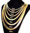 Mens Herringbone Yellow 14k Gold Plated 4 to14mm wide 20" 24" 30" Chain Necklace - Raonhazae