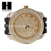 Men 14K Gold PT Crystal Techno King Black Silicone Rubber Band Watch L11 - Raonhazae