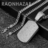 Hip Hop Blinged Out Dog Tag Pendant w/ 5mm Miami Cuban Chain - Raonhazae