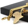 Stainless Steel Gold Africa Map Pendant w/ 5mm Miami Cuban Chain - Raonhazae