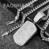 Hip Hop Blinged Out Dog Tag Pendant w/ 5mm Miami Cuban Chain - Raonhazae