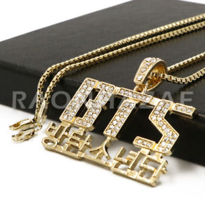 K-Pop BTS DNA Army Your Concert Korean Lettered Pendant w/ 2mm Box Chain Gold - Raonhazae