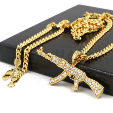 AK47 Rifle Pendant Necklace Cool Enamel Gold Plated Army Style Gun Pendant  Necklace | Wish