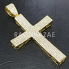 14k Gold Plated Lab Diamond BIG Brass 2PAC Cross Pendant w/ 10mm Cuban Chain Set - Raonhazae