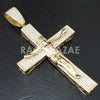 14K ICED HUGE Jesus Crucifix Cross Brass Pendant w/ 10mm Cuban Chain Set - Raonhazae