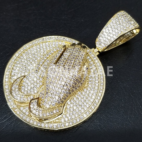 New Lab diamond Micro Pave JUMBO Praying Hands Pendant. - Raonhazae