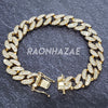 HIP HOP FULL ICED GOLD FINISHED LAB DIAMOND WATCH W/DOUBLE LOCK CUBAN BRACELET - Raonhazae