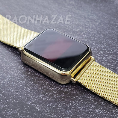 YIZZY Digital Smart Watch Touch Screen Metallic Mash Band Square Gold Watch GM03 - Raonhazae