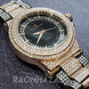 Men's Hip Hop Iced 14K Rose Gold / Black PT Bling Lab Diamond Techno Watch GM04 - Raonhazae