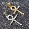 316L Stainless Steel Gold Silver Ankh Cross Charm w/ 2mm 24" Box Chain GM08 - Raonhazae