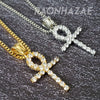 316L Stainless Steel Gold Silver Ankh Cross Charm w/ 2mm 24" Box Chain GM08 - Raonhazae