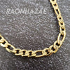 Stainless Steel Frosted Figaro 14k Yellow Gold Plated 5mm 20", 24", 30" Necklace - Raonhazae