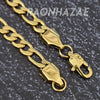 Stainless Steel Frosted Figaro 14k Yellow Gold Plated 5mm 20", 24", 30" Necklace - Raonhazae