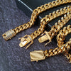 Stainless Steel Gold 8mm Miami Cuban Link Diamond Chain Necklace & Bracelet Set - Raonhazae