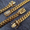 Stainless Steel Gold 8mm Miami Cuban Link Diamond Chain Necklace & Bracelet Set - Raonhazae