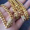 Stainless Steel Gold 8mm Miami Cuban Link Diamond Chain Necklace & Bracelet Set - Raonhazae