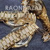 Raonhazae Hip Hop Iced Lab Diamond Red Face Drake 14K Gold Plated Watch with Miami Cuban Chain Set - GTX001 - Raonhazae