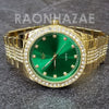 Raonhazae Hip Hop Iced Lab Diamond Drake 14K Gold Plated Watch with Miami Cuban Chain Set - GTX001 - Raonhazae