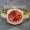 Raonhazae Hip Hop Iced Lab Diamond Red Face Drake 14K Gold Plated Watch with Miami Cuban Chain Set - GTX001 - Raonhazae