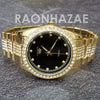 Raonhazae Hip Hop Iced Lab Diamond Black Face Drake 14K Gold Plated Watch with Rope Bracelet Set - GTR001 - Raonhazae