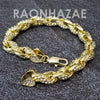 Raonhazae Hip Hop Iced Lab Diamond Green Face Drake 14K Gold Plated Watch with Rope Bracelet Set - GTR004 - Raonhazae