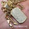 Hip Hop Blinged Out Dog Tag Pendant w/ 5mm Miami Cuban Chain - Raonhazae