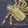 Hip Hop Blinged Out Dog Tag Pendant w/ 5mm Miami Cuban Chain - Raonhazae