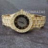 Raonhazae Hip Hop Iced Lab Diamond 14K  Gold Plated Watch with Stone - Raonhazae
