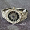 Raonhazae Hip Hop Iced Lab Diamond 14K White Gold Plated Watch with Stone - Raonhazae