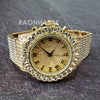 Raonhazae Hip Hop Iced Lab Diamond Drizzy Drake 14K Gold Plated Watch with 12mm Cuban Link Bracelet Set - Raonhazae