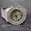 Raonhazae Hip Hop Iced Lab Diamond 14K White Gold Plated Watch with Stone - Raonhazae