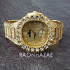 Raonhazae Hip Hop Iced Lab Diamond 14K De La Soul Gold Plated Black Face Watch with Stones - Raonhazae
