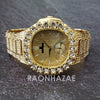 Raonhazae Hip Hop Iced Lab Diamond Meek Mill Drake 14K Gold Plated Watch with 12mm Cuban Link Bracelet Set - Raonhazae