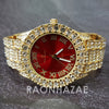 Raonhazae Hip Hop Iced Lab Diamond 14K De La Soul Gold Plated Black Face Watch with Stones - Raonhazae