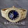 Raonhazae Hip Hop Iced Lab Diamond 14K De La Soul Gold Plated Black Face Watch with Stones - Raonhazae