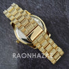 Raonhazae Hi Hop Iced Lab Diamond Meek Mill Drake Green Face 14K Gold Plated Watch with 12mm Cuban Link Bracelet Set - Raonhazae