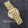 Raonhazae Hip Hop Iced Lab Diamond 14K De La Soul Gold Plated Green  Face Watch with Stones - Raonhazae