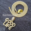 MENS ICED GOLD BUBBLE GOOD LIFE PENDANT 4mm ROPE / FRANCO CHAIN NECKLACE - Raonhazae