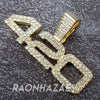 MENS ICED GOLD HAPPY 420 MARIJUANA DAY PENDANT 4mm ROPE / FRANCO CHAIN NECKLACE - Raonhazae