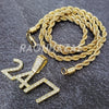 MENS ICED GOLD PLATED MEEK MILL 24/7 PENDANT 4mm ROPE / FRANCO CHAIN NECKLACE - Raonhazae
