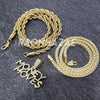 MENS ICED GOLD HUNCHO MONEY MOVES PENDANT 4mm ROPE / FRANCO CHAIN NECKLACE - Raonhazae