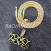 MENS ICED GOLD HUNCHO MONEY MOVES PENDANT 4mm ROPE / FRANCO CHAIN NECKLACE - Raonhazae