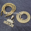 MENS ICED GOLD THE MOB KING HUSTLER PENDANT 4mm ROPE / FRANCO CHAIN NECKLACE - Raonhazae